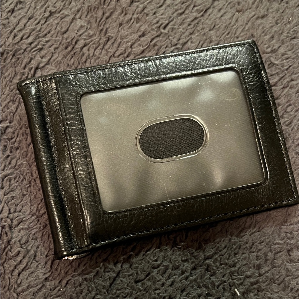 Black Leather Wallet with ID Window